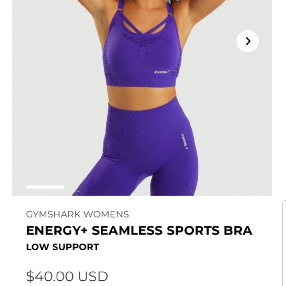 Purple gymshark energy seamless sports bra